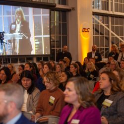 Speaker on screen with audience view